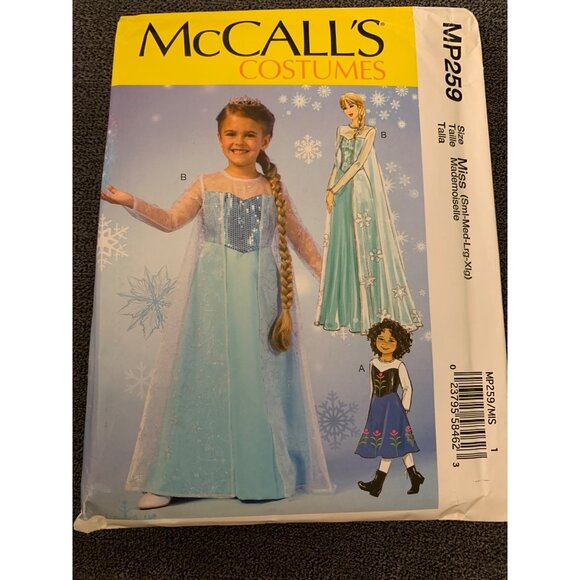 McCalls MP259 Frozen Costume Sewing Pattern Size Small Meduim Large XLarge 2014 - Picture 1 of 4